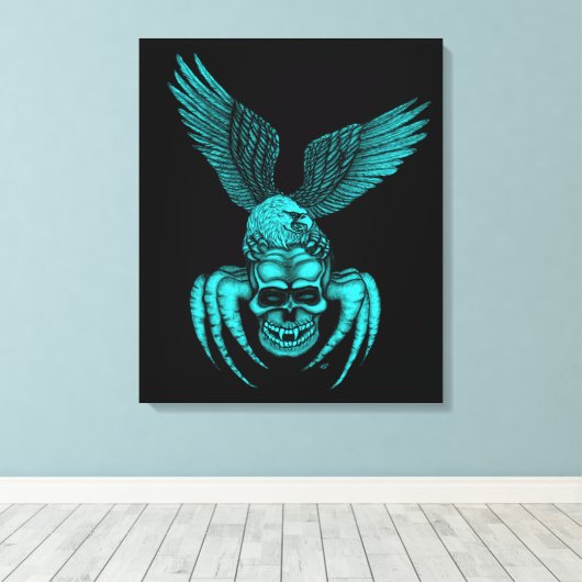 Spiderskull met Eagle Canvas Afdruk (Insitu (Houten vloer))