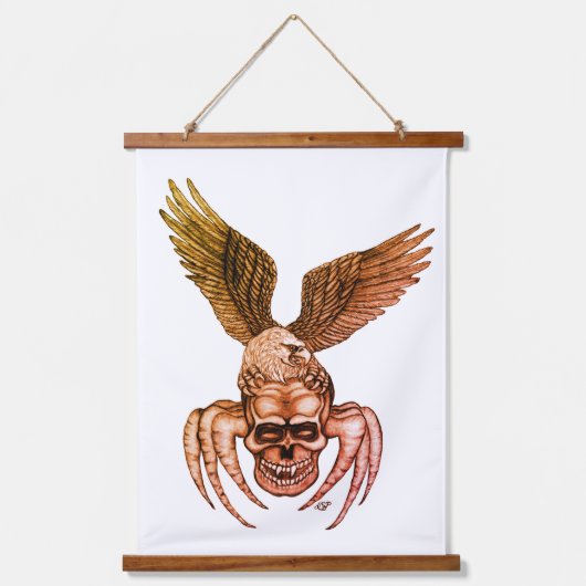 Spiderskull met Eagle Hangend Wandkleed (Voorkant)