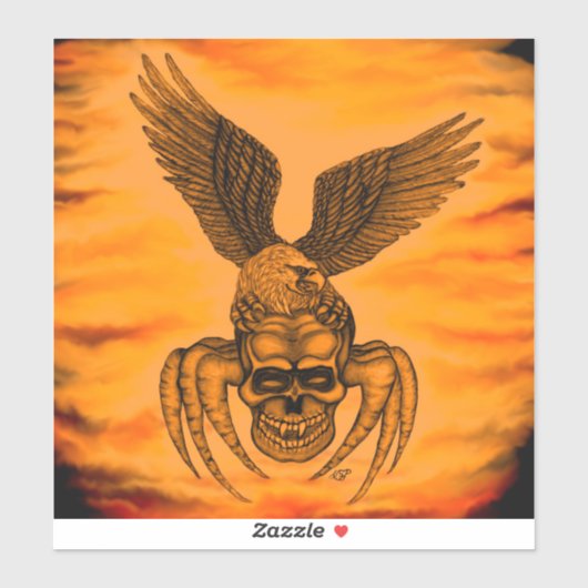 Spiderskull met Eagle in Tattoo-stijl Sticker (Vel)
