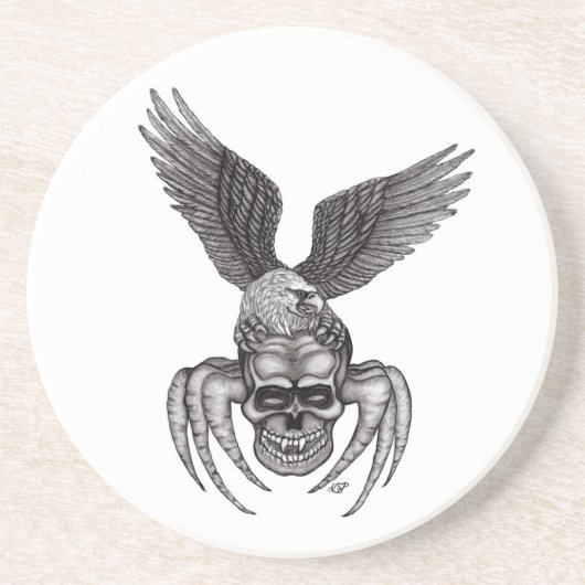Spiderskull met Eagle Zandsteen Onderzetter (Voorkant)