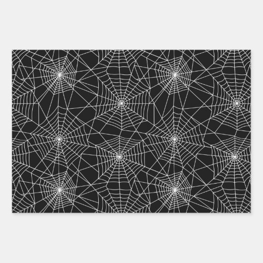 Spiderweb Black en White Halloween Inpakpapier Vel (Voorkant)