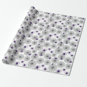 Spiderweb en Paarse Spiders Halloween White Patter Cadeaupapier
