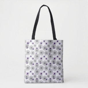 Spiderweb en Paarse Spiders Halloween White Patter Draagtas