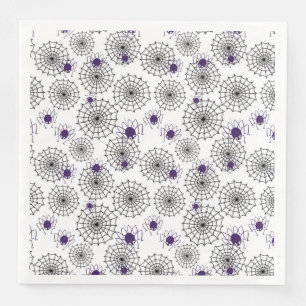 Spiderweb en Paarse Spiders Halloween White Patter Servet