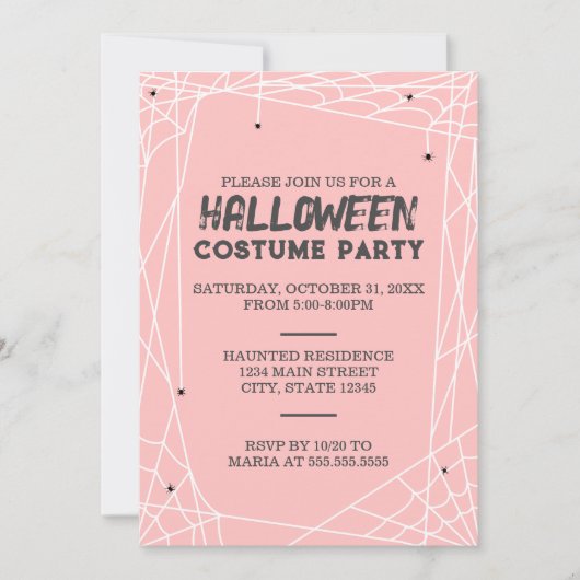 Spiderweb Halloween Party Kaart (Voorkant)