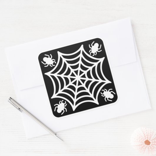 Spiderweb Halloween Vierkante Sticker (Envelop)