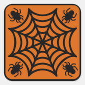 Spiderweb Halloween Vierkante Sticker (Voorkant)
