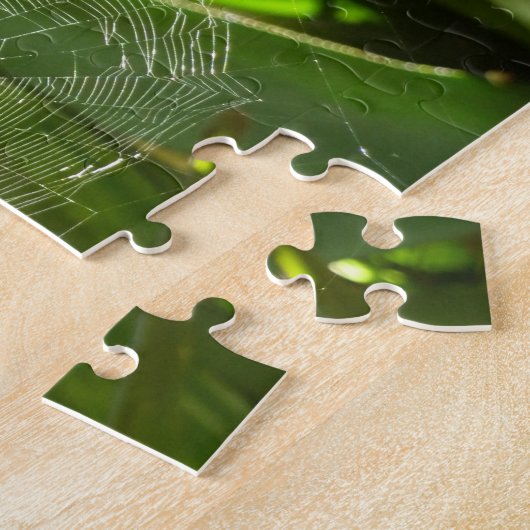 Spiderweb in de Natuur Tropische bladeren Legpuzzel (Zijkant)