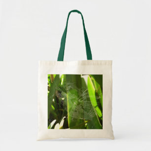 Spiderweb in de Natuur Tropische bladeren Tote Bag