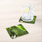 Spiderweb in de Natuur Tropische bladeren Vierkante Kartonnen Onderzetter (Insitu)