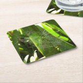 Spiderweb in de Natuur Tropische bladeren Vierkante Kartonnen Onderzetter (Schuin)