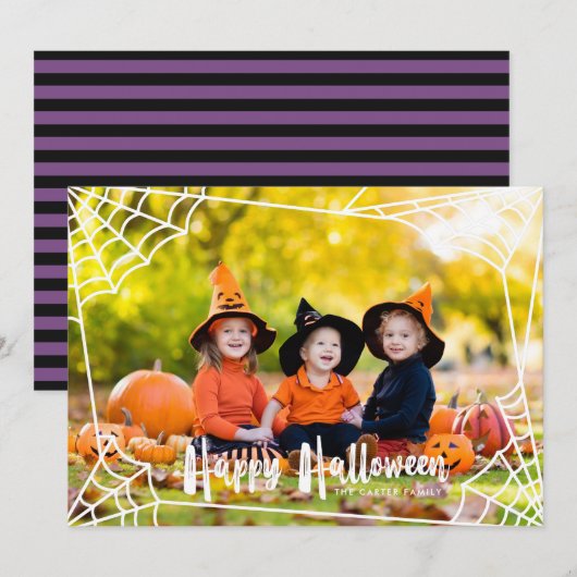 Spiderweb Lijst Halloween fotokaart Feestdagenkaart (Voorkant / Achterkant)