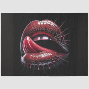 Spiderweb Lips Gothic Pop Art Surrealisme Decoupag Tissuepapier