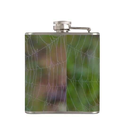Spiderweb met druppeltjes heupfles (Achterkant)