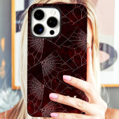 Spiderweb-monogram donkerrood Case-Mate iPhone case