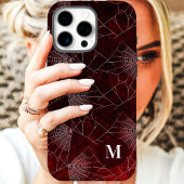 Spiderweb-monogram donkerrood Case-Mate iPhone case