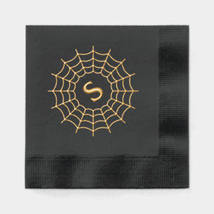 Spiderweb monogram initiaal Halloween zwart Folie Servetten