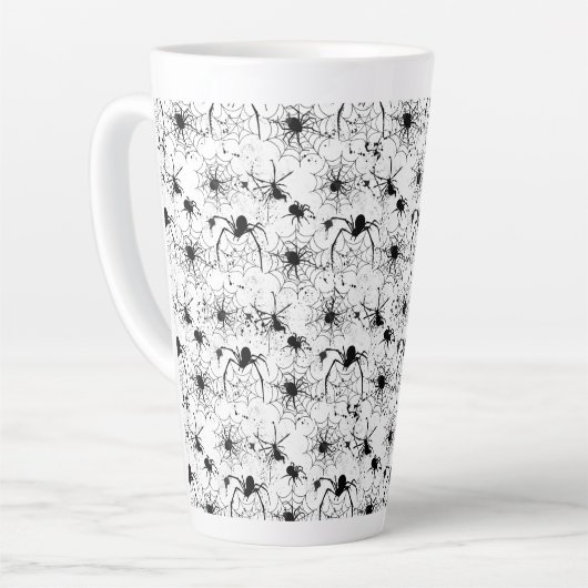 Spiderweb Pattern Halloween  Latte Mok (Linkerhoek)
