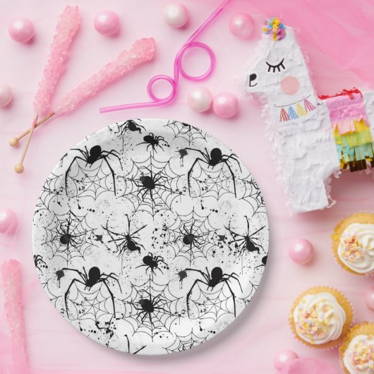 Spiderweb Pattern Halloween Papieren Bordje (Feest)