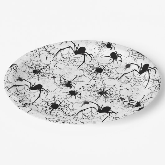 Spiderweb Pattern Halloween  Papieren Bordje (Gekanteld)