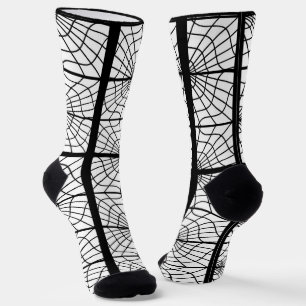 Spiderweb Print Sokken in Black en White Unisex