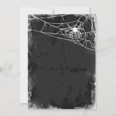 Spiderweb + Script Vervallen Halloween Party Kaart (Achterkant)