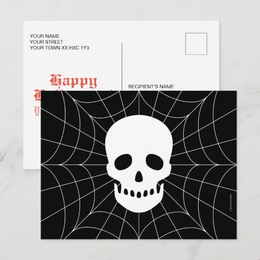 Spiderweb Skull Briefkaart (Voorkant / Achterkant)
