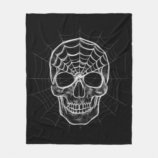 Spiderweb Skull Fleece Deken (Voorkant)