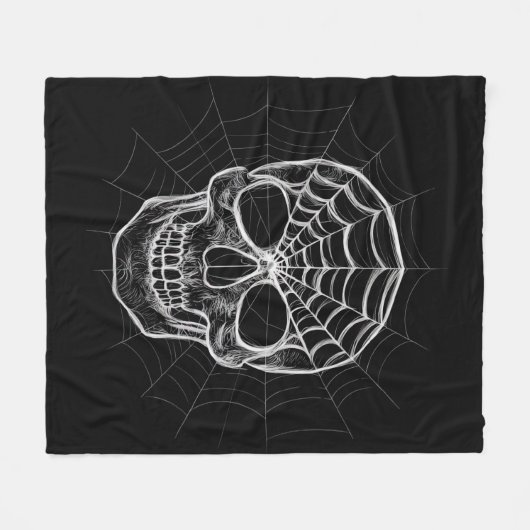 Spiderweb Skull Fleece Deken (Voorkant (Horizontaal))