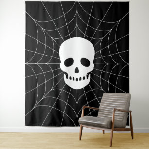 Spiderweb Skull Tapestry Wandkleed