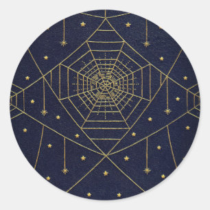 Spiderweb spider ster zwart goud boek ronde sticker