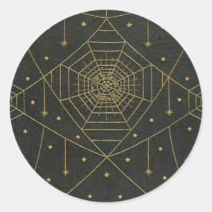 Spiderweb spider ster zwart goud boek ronde sticker