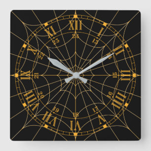 Spiderweb Wall Clock Vierkante Klok