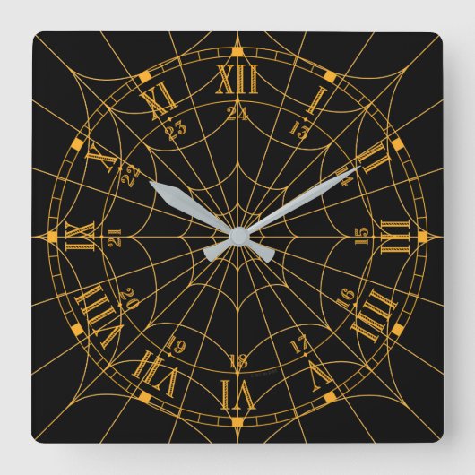 Spiderweb Wall Clock Vierkante Klok (Voorkant)