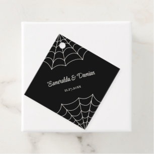 Spiderwebben Black and White Gothic Wedding Bedankjes Labels