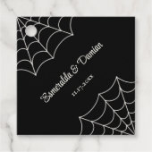 Spiderwebben Black and White Gothic Wedding Bedankjes Labels (Voorkant)