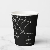 Spiderwebben Black and White Gothic Wedding Papieren Bekers (Voorkant)