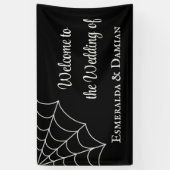 Spiderwebben Black and White Gothic Wedding Spandoek (Verticaal)