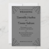 Spiderwebben Black en Grey Gothic Wedding Kaart (Voorkant)