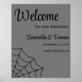 Spiderwebben Black en Grey Gothic Wedding Poster (Voorkant)