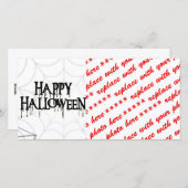 Spiderwebben en Happy Halloween Creepy-tekst Feestdagenkaart (Voorkant / Achterkant)