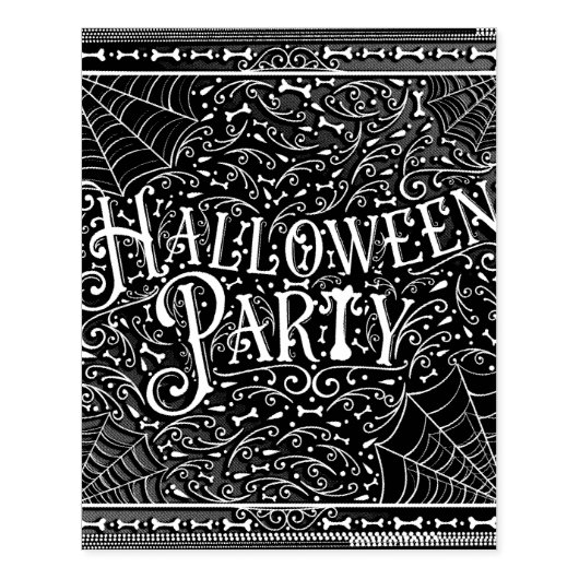 Spiderwebben van het halloween-feest en Botten zwa Rubberstempel (Afrduk)