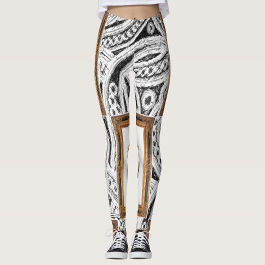 spiegel witte zwarte leggings lange tiener (Voorkant)