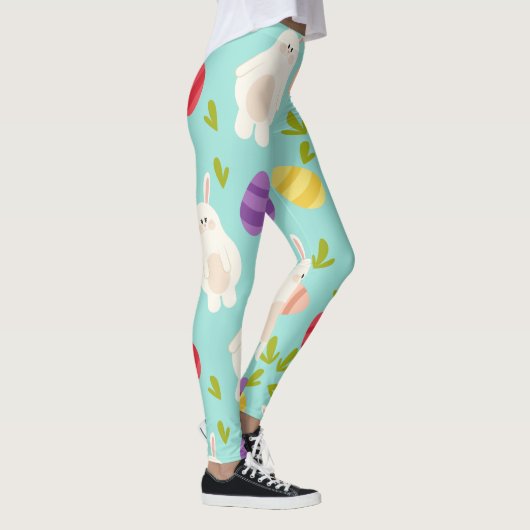 spiegelbeeld en patroon van eierturquoise leggings (Rechts)