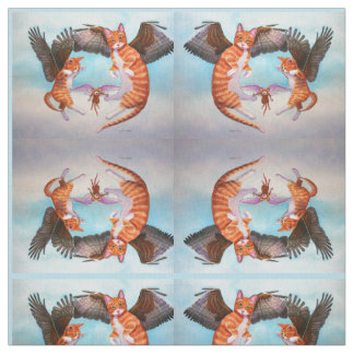 Spiegelontwerp Angel Cat and Mouse Game Fabric Stof