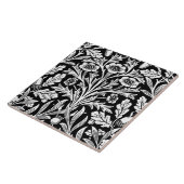 Spiegels eikels en eikenbladeren zwart en wit tegeltje (Zijkant)