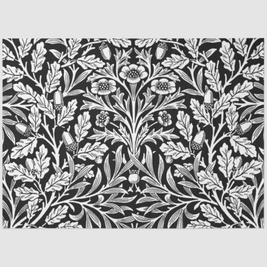 Spiegels eikels en eikenbladeren zwart en wit tissuepapier (Voorkant)