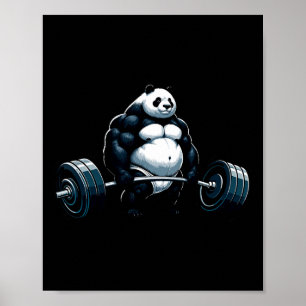Spier Gym Panda Bodybuilder Gewichtheffen Motivat Poster