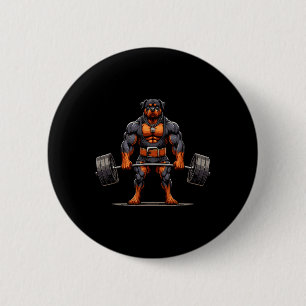 Spier Rottweiler Hond Deadlifting Gym Gewichtheffe Ronde Button 5,7 Cm