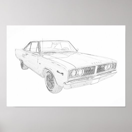Spier van de zwarte en witte dodge Coronet Poster (Voorkant)